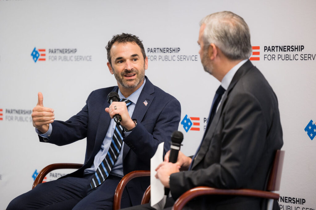 IRS Commissioner Danny Werfel with Axios Chief Economic Correspondent Neil Irwin at the Trust Summit. 