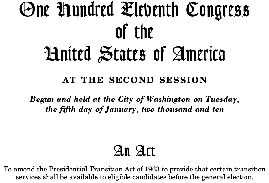 Championing laws that structure the modern presidential transition